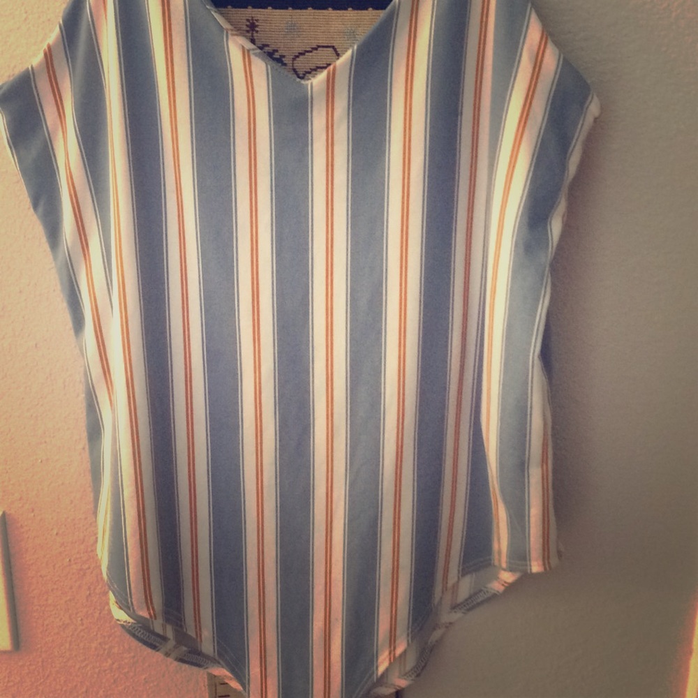 Body suit blue and tan striped